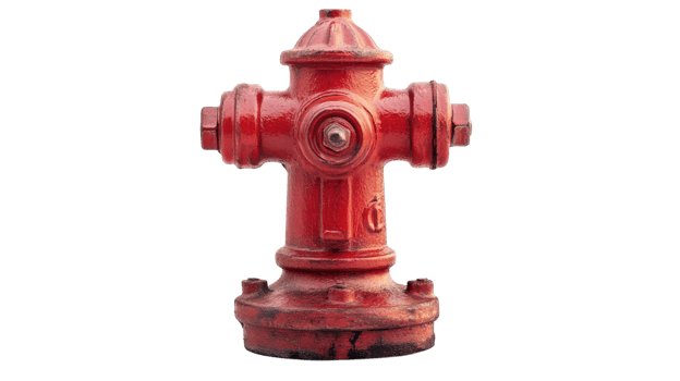 A Bright Red Fire Hydrant Miniature on a White Background Perfect for Urban Safety Awareness Design Projects and Educational Materials. png