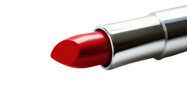 Bright Red Lipstick in Sleek Silver Case Perfect for Glamourous Makeup Looks and Stylish Beauty Enhancements for Special Occasions. png