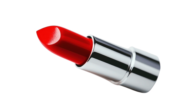 Bright Red Lipstick in Sleek Silver Case for Fashion and Beauty Photography. png