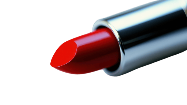 A Bright Red Lipstick in a Sleek Silver Case Ideal for Glamorous Makeup Looks and Fashion Events Providing Bold Color and Elegance. png