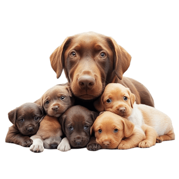 a group of puppies sitting together on a white background png