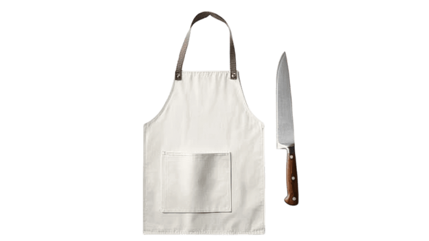 Neatly Folded Chef's Apron Displaying Culinary Professionalism and Kitchen Readiness for Restaurant or Cooking Class. png