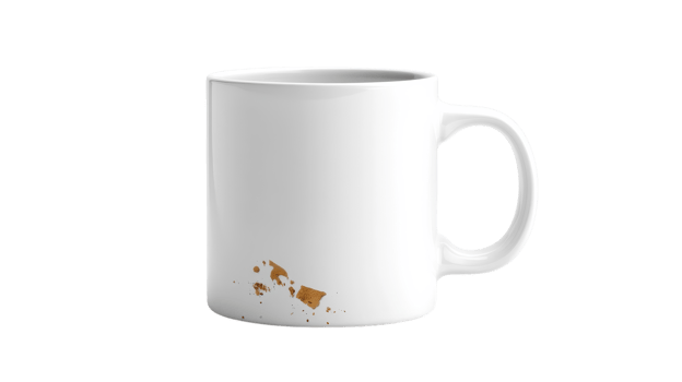 A Clean White Ceramic Coffee Mug Perfect for Hot Beverages, Ideal for Home, Office, and Cafe Use Featuring a Streamlined Design. png