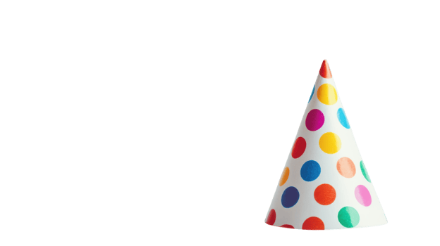 A party hat with colorful polka dots on it png