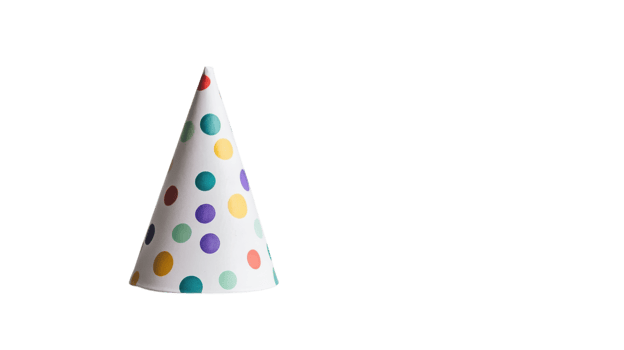 A party hat is shown on a black background png
