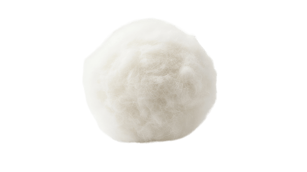 Close-up of a Cotton Ball with Soft Fibers on a White Background, Perfect for Textile and Cosmetic Illustrations. png