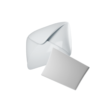 3d modern, glossy white envelope partially opened next to blank card on clean background. Perfect for business, stationery design, or minimalist branding concepts png
