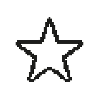 Pixelated Star Icon. Five Pointed Star in Retro Pixel Art Style. Achievement and Rating Symbol. Isolated Illustration vector