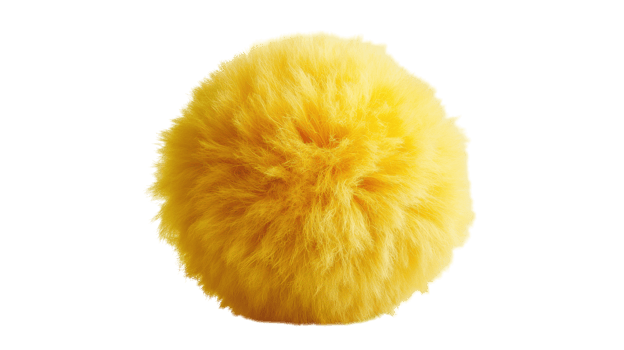 Fluffy Yellow Pom Pom Ball on White Background Ideal for Playful Branding or Craft Projects. png