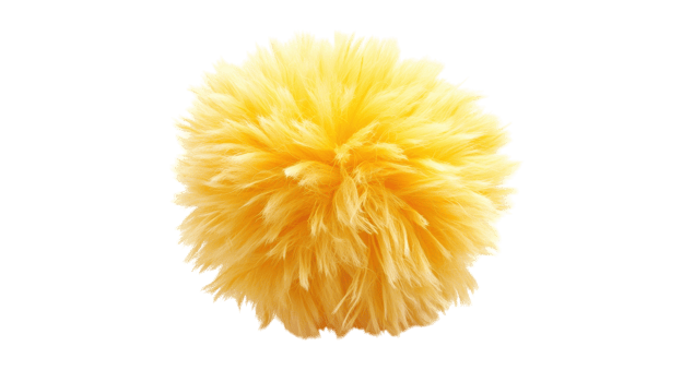 A Fluffy Yellow Pom Pom Ball on a White Background Perfect for Craft and Decoration Projects. png