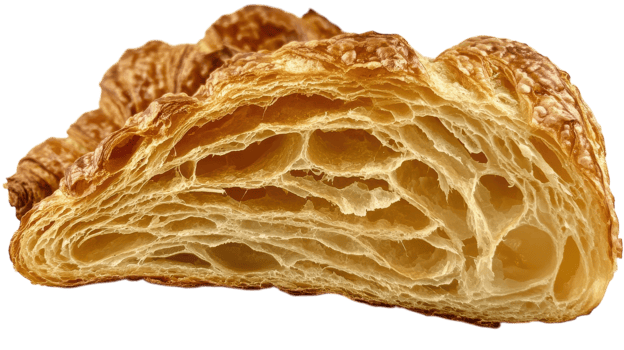Indulge in the Delight of a Fresh Croissant with Beautiful Golden Layers Perfect for a Breakfast Table or Bakery Display. png