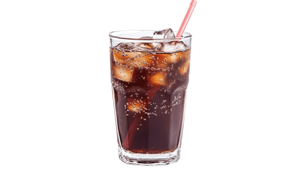 A glass of cola with a straw png