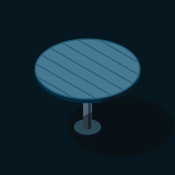 Isometric round table. Wooden round table. Isometric furniture. illustration vector