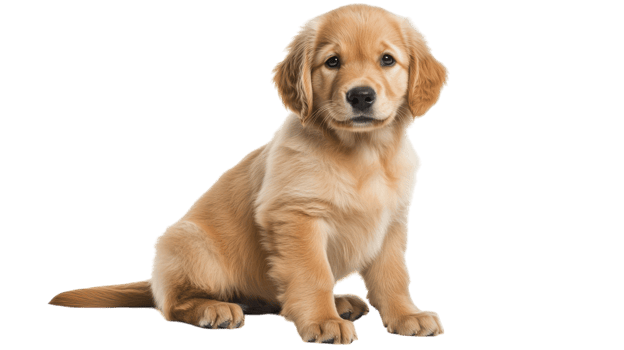 A golden retriever puppy sitting on a black background png