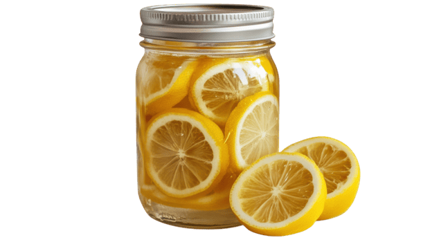 A jar filled with lemon slices png