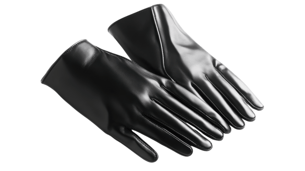 Aesthetic Black Leather Gloves Perfect for Winter Fashion and Cold Weather Accessories with a Modern Touch. png