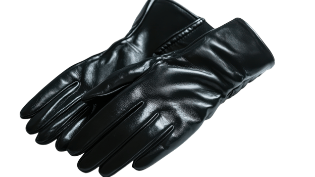 Elegant Pair of Sleek Black Leather Gloves Perfect for Cold Weather Fashion and Outdoor Activities. png