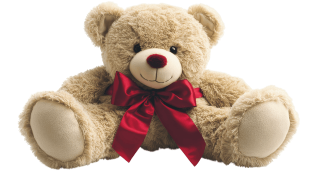 Cute and Cuddly Plush Teddy Bear with a Red Bow Perfect for Gifts and Home Decor. png