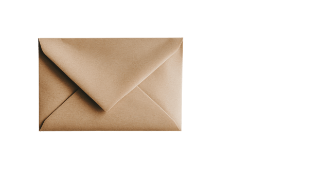 A Simple Brown Paper Envelope Displayed Against a White Background for Use in Mailing, Packaging, or Creative Projects. png