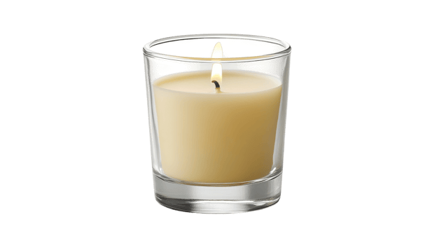 Elegant Single Candle in a Glass Holder on a White Background Perfect for Spa or Relaxation Themed Projects. png