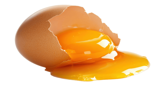 A Single Freshly Cracked Egg Showing Bright Yellow Yolk Perfect for Cooking and Culinary Photography. png
