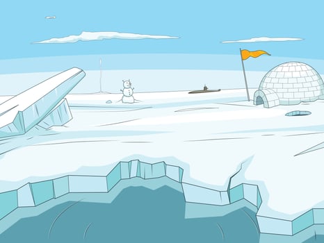Arctic cartoon background colorful hand drawn illustration vector