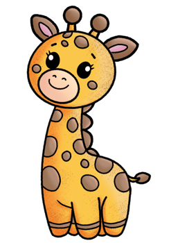 A cartoon giraffe with brown spots png