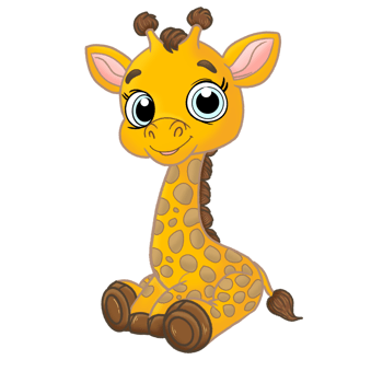 Cute Sitting Giraffe Illustration - Adorable Animal Clipart png