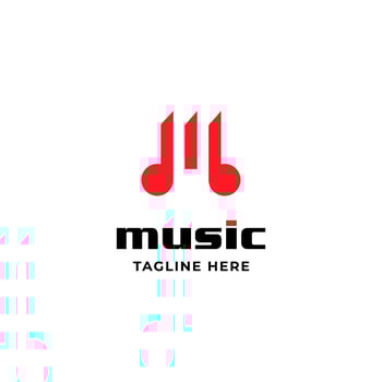 Initial Letter M with Note Music For Musician Band Logo Design vector