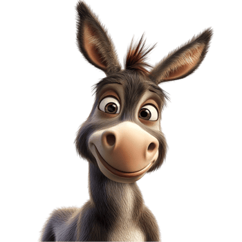 Funny Donkey Character on Transparent Background png