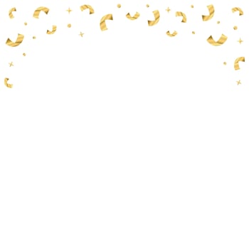 Golden confetti falling isolated on transparent background seamless pattern.Falling decoration square template for birthday celebrate,anniversary or Christmas,New Year party. illustration EPS 10 vector