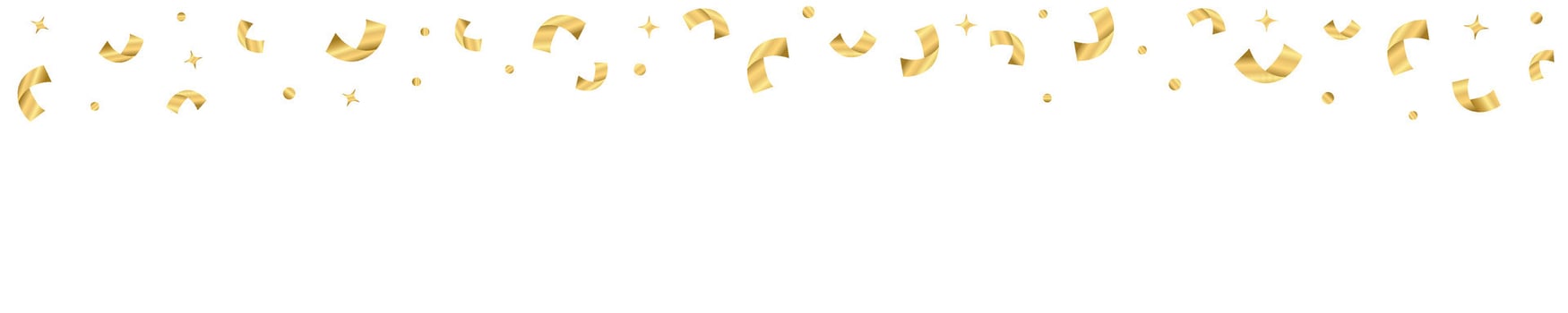 Golden confetti falling isolated on transparent background seamless pattern.Falling decoration template for birthday celebrate,anniversary or Christmas,New Year party. illustration EPS 10 vector