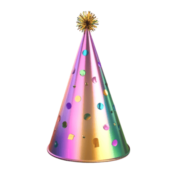 Party Hat with Colorful Confetti on Transparent Background png