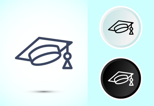 Graduation hat icon design, academic cap icon for apps and websites vector