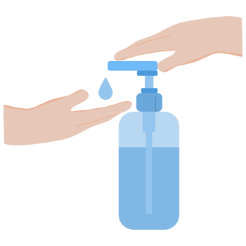 Press the alcohol gel to wash your hands. png