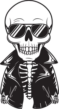 a skull wearing sunglasses and a leather jacket vector