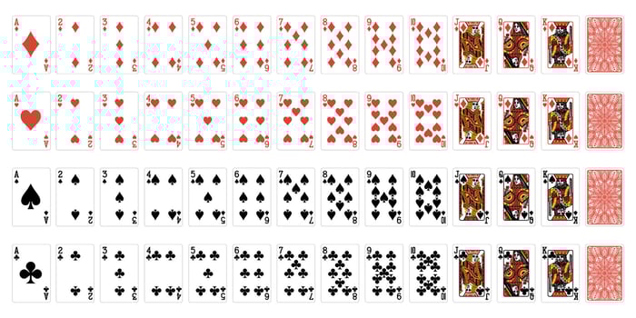 Set of poker cards with isolated on white background. Poker playing cards. full deck. vector
