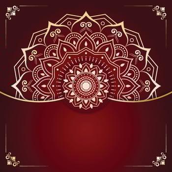 Premium Gold Mandala Art on Maroon Background vector