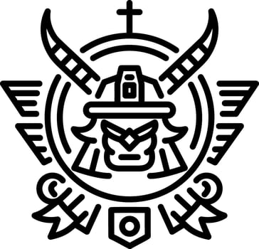 A linear icon of samurai symbol vector