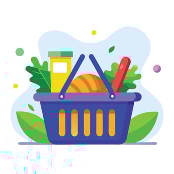 Ecommerce shopping basket illustration vector
