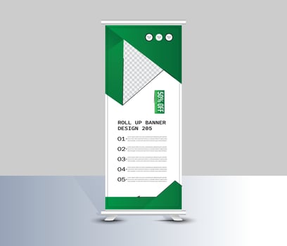 Green roll up banner template design vector