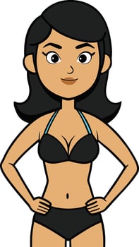 A cartoon woman in a bikini vector