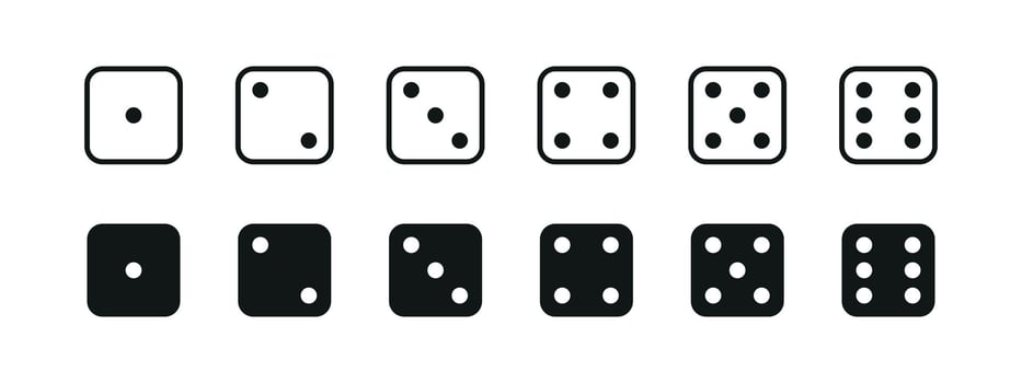 Game dice. Set of game dice, isolated on white background. Dice in a flat style from one to six vector