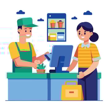 Behind the Cash Desk vector