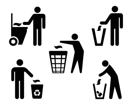 Collection of signs for throwing rubbish in its place vector