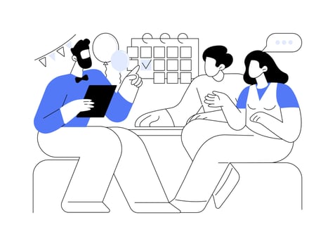 Meeting a couple isolated cartoon illustrations. vector