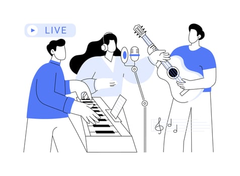 Recording live isolated cartoon illustrations. vector