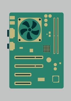 green computer motherboard icon isolated on white background vector