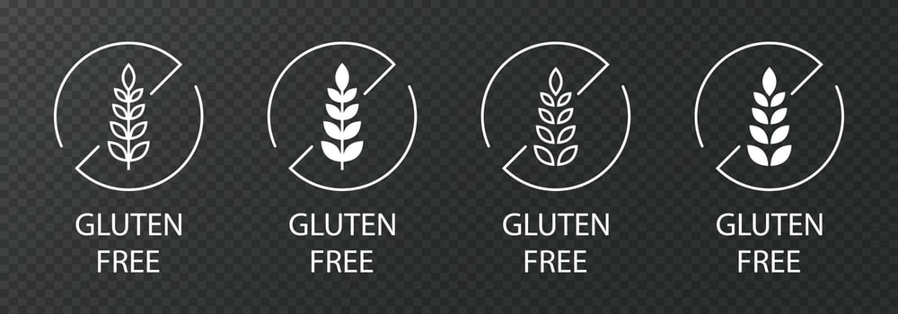 Gluten free. Gluten free icons. Non gluten symbols. Allergen free. vector