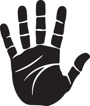 Detailed Black Silhouette Human Handprint Illustration vector